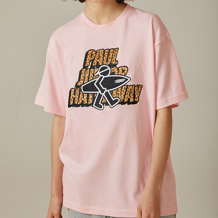 PJ's Vigor Leopard print Alphabet Pattern Short Sleeve Unisex Pink 20SSTS1018-P