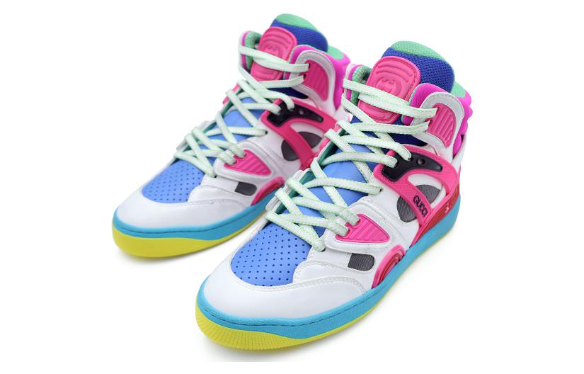(WMNS) Gucci Basket High 'White Pink Blue' 661311-2SH80-9063