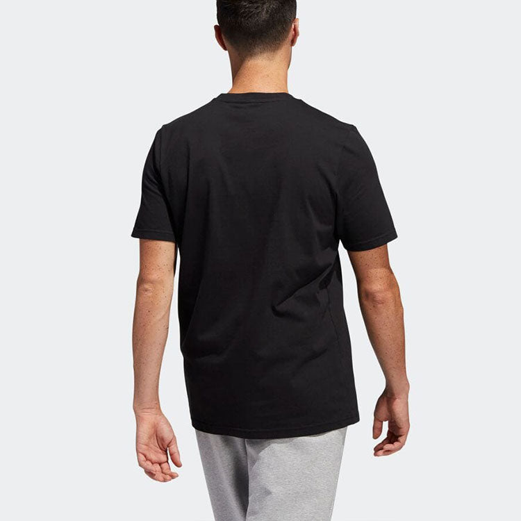 Men's adidas Alphabet Logo Printing Round Neck Sports Short Sleeve Japanese Version Black T-Shirt HE4789