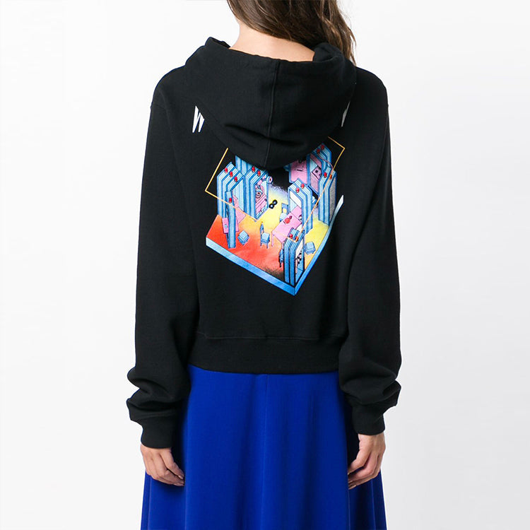 (WMNS) Off-White Microenvironment Crop Hoody Black OWBB016E180030421088
