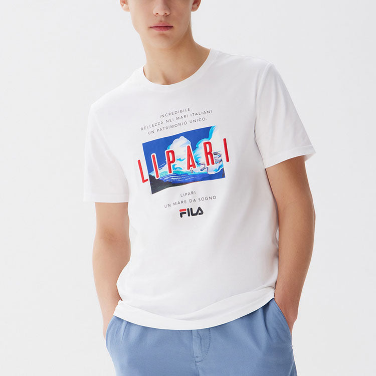 FILA Cotton Causual Round Collar Male White F11M128109F-WT