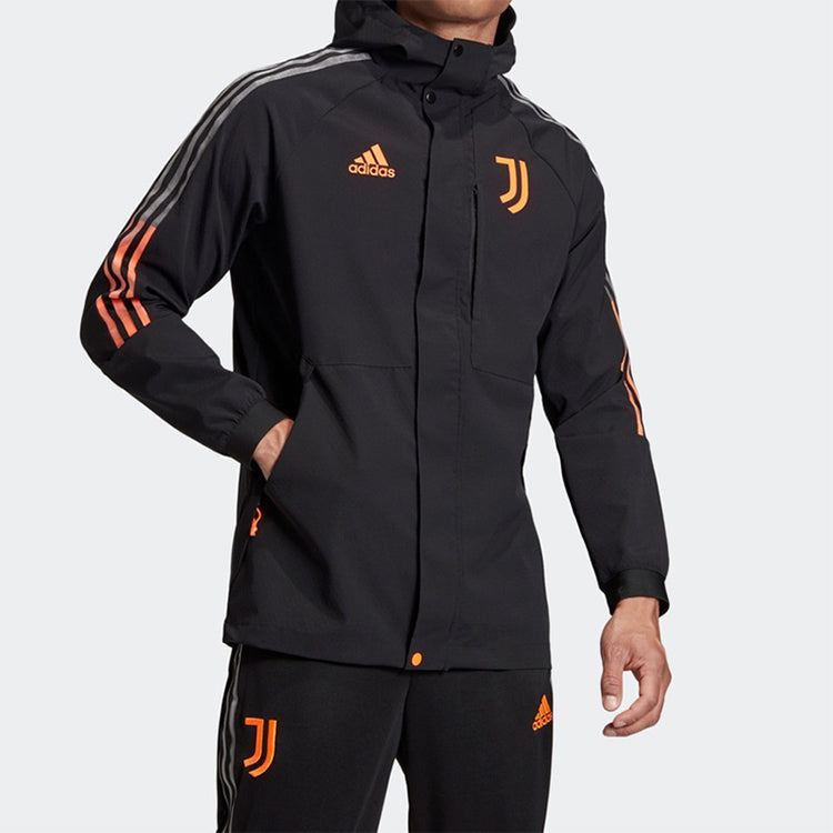 adidas JUVE TRAVEL JKT Juventus Soccer/Football Sports Hooded Jacket Black FR4202