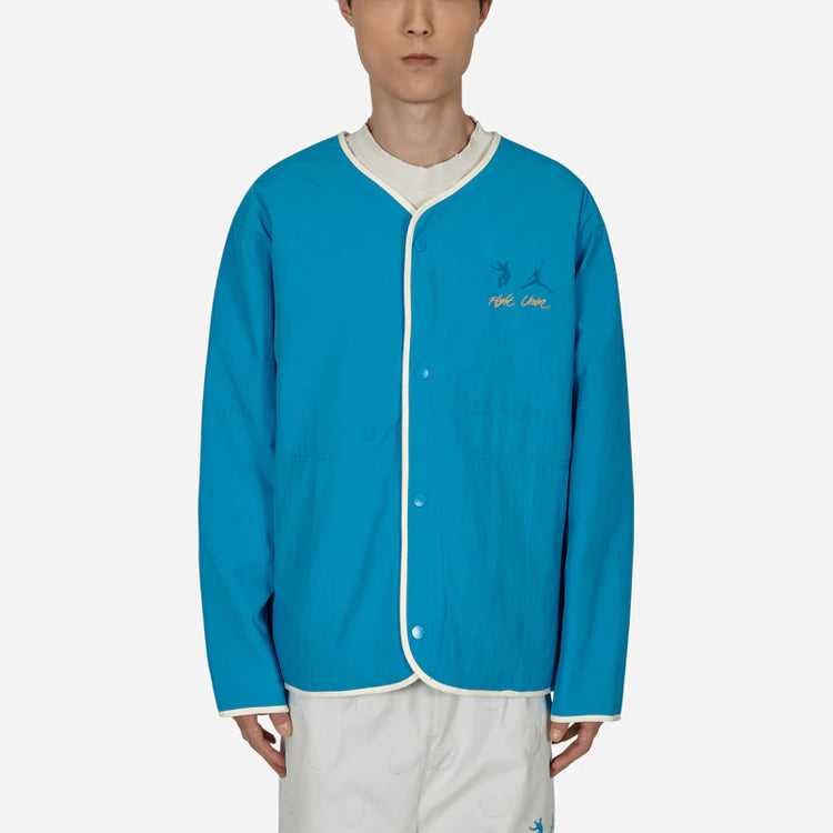 Men's Air Jordan x Union Crossover Solid Color Printing Logo reversible Long Sleeves Jacket US Edition Blue / Gray DJ9518-482