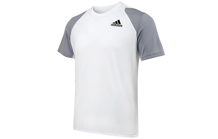 adidas Colorblock Logo Sports Training Short Sleeve Gray White HB9081
