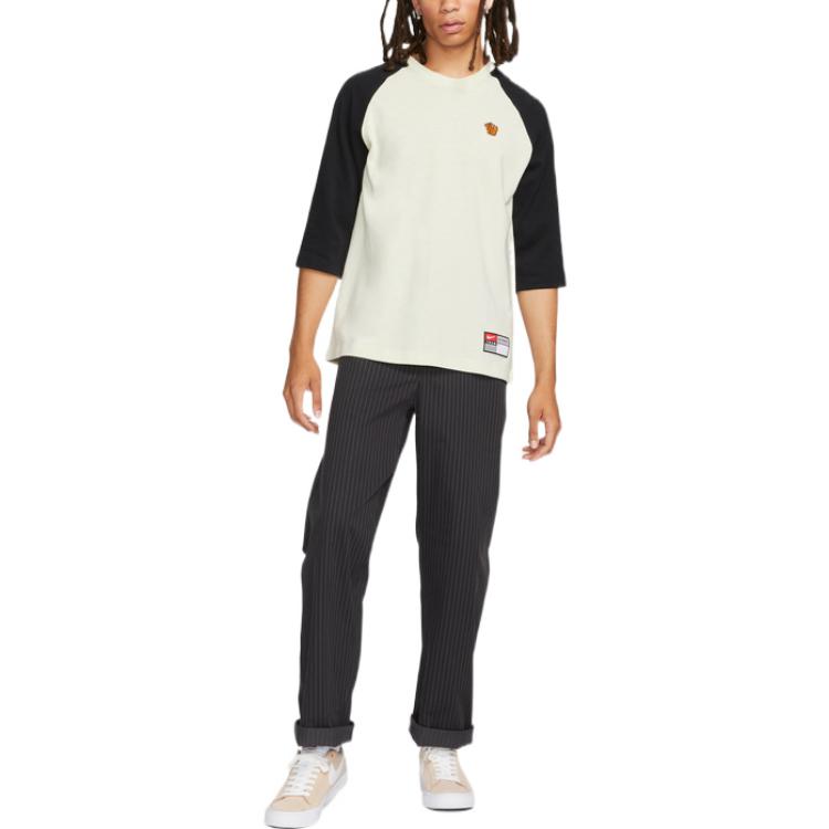 Nike Colorblock Round Neck Three-Quarter Long-Sleeve Coconut Milk T-Shirt DV1726-113