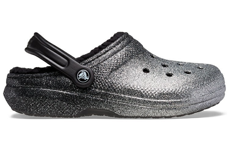 Crocs Classic Glitter Lined Clogs 'Black Silver' 205842-067
