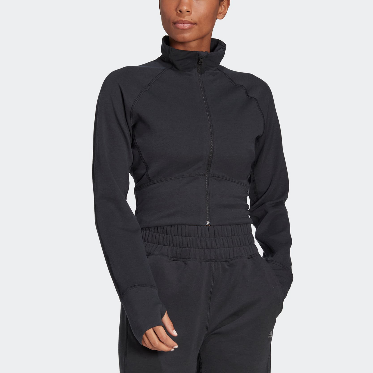 (WMNS) adidas Aeroready Studio Cropped Jacket Asia Sizing 'Black' HD8944