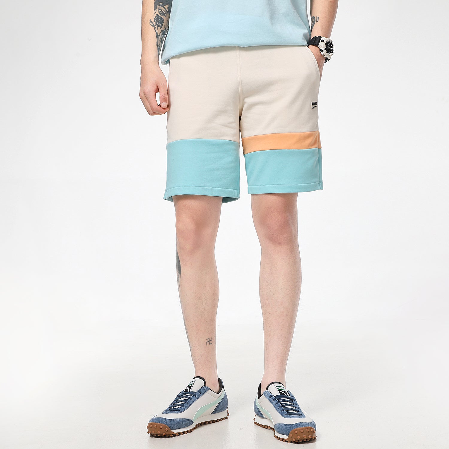 PUMA Solid Basic Shorts 'Beige Blue Orange' 531304-75
