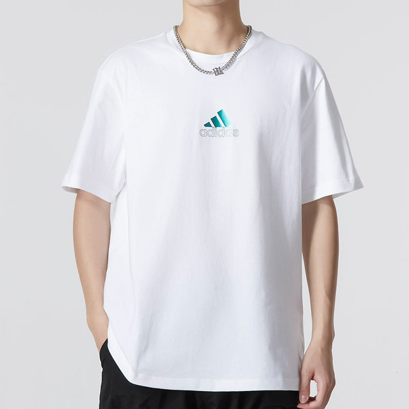 Men's adidas U JF SS Tee 2 Logo Athleisure Casual Sports Round Neck Short Sleeve White T-Shirt HM2979