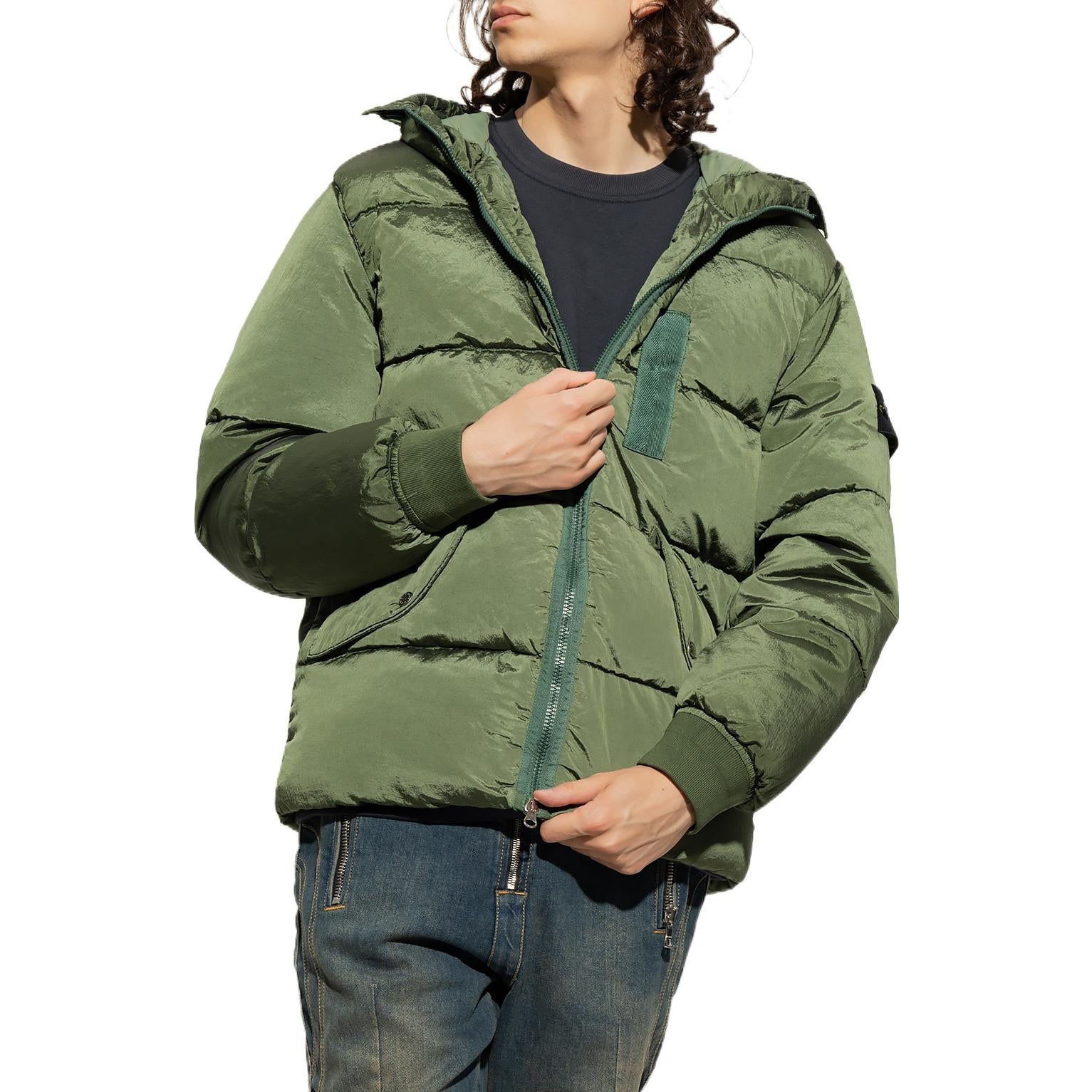 STONE ISLAND Nylon Metal Hooded Down Jacket 'Olive Green' 771543619-V0058