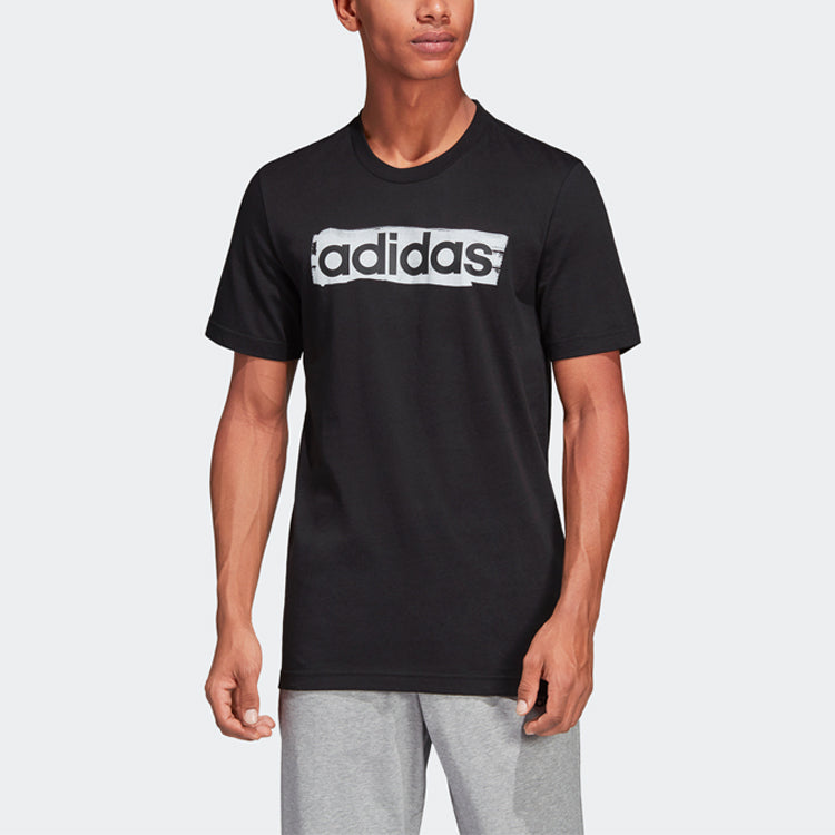 adidas E LIN BRUSH T Sports Round Neck Short Sleeve Black DV3046