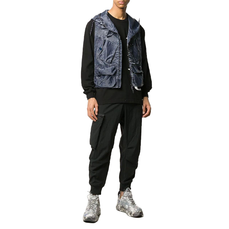 Men's NEIGHBORHOOD Cargo hooded Sleeveless Jacket Blue 201NYNHJKM03