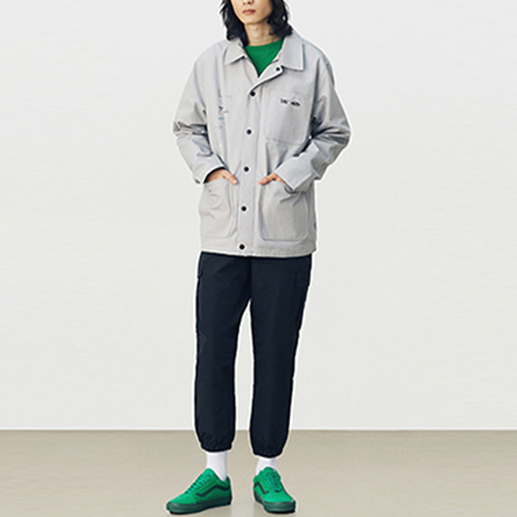 Men's Vans Series Skateboard Logo Printing Sports Jacket Gray VN0A5F5SSLV1