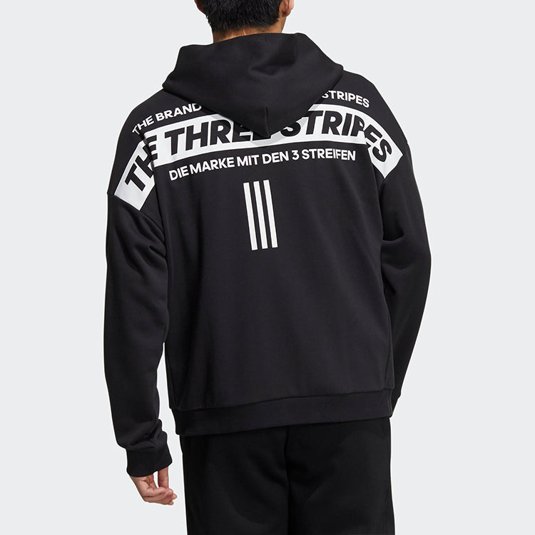 Men's adidas Sports Hooded Zipper Jacket Black HD0079