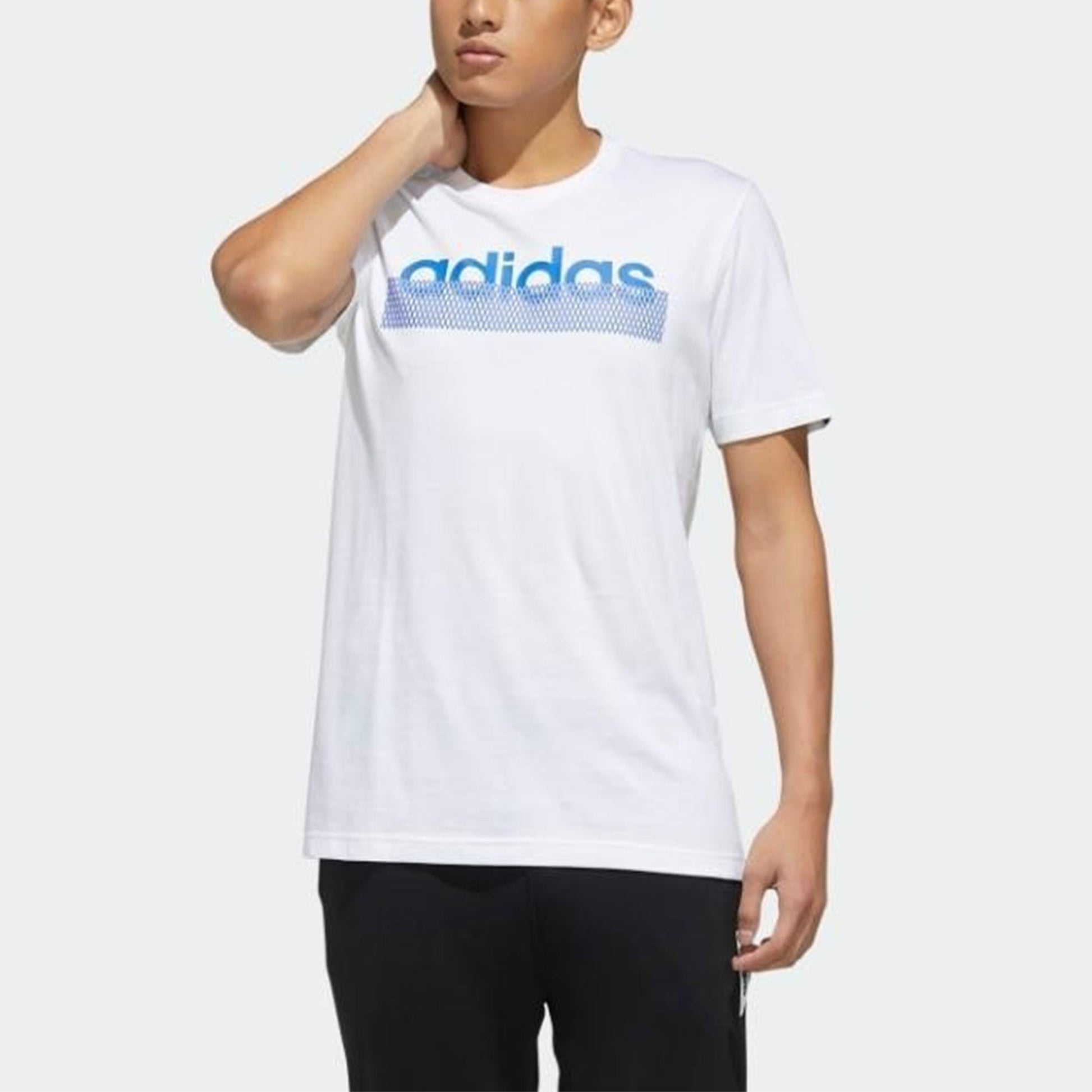adidas neo Sport Casual Breathable Fabric Alphabet Printing Short Sleeve Men's White FM6238