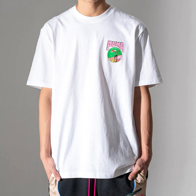 PUMA Back Pattern Printing Short Sleeve White 597337-02