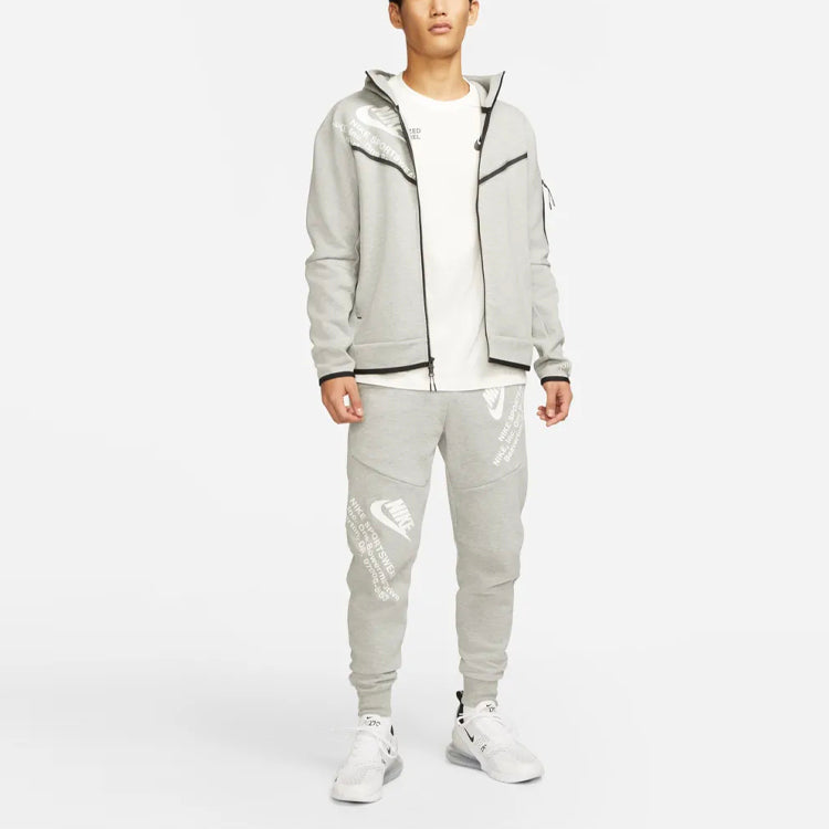 Men's Nike Printing Full-Length Zipper Cardigan Jacket Grey DM6475-063