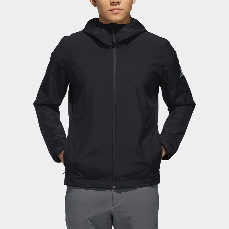 adidas Wandertag Sol J Solid Color Zipper waterproof Hooded Jacket Black FI6646