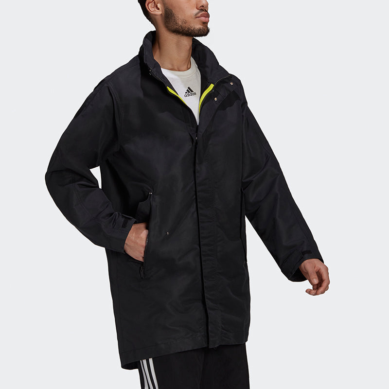 adidas M Parka Athleisure Casual Sports mid-length Stand Collar Jacket Black GM3844
