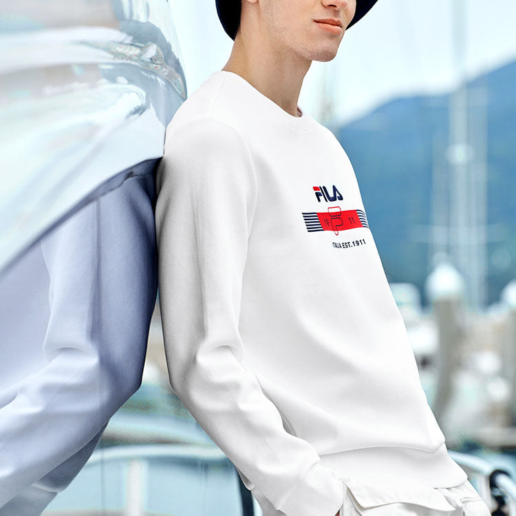 FILA Logo Printing Sports Round Neck Pullover White F11M018213G-WT