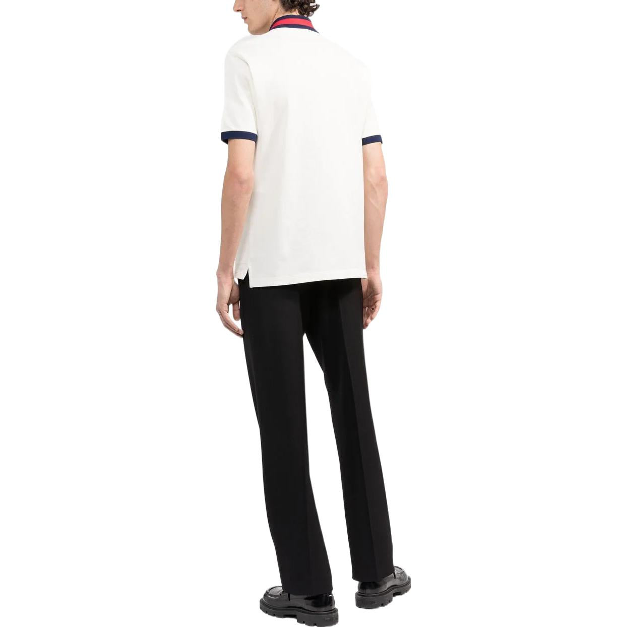 Gucci Cotton Piquet Polo With Web Collar 'Ivory' 701735-XJELJ-9750