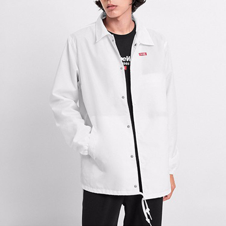 Vans Back Alphabet Logo Printing Jacket Couple Style White VN0A489UWHT