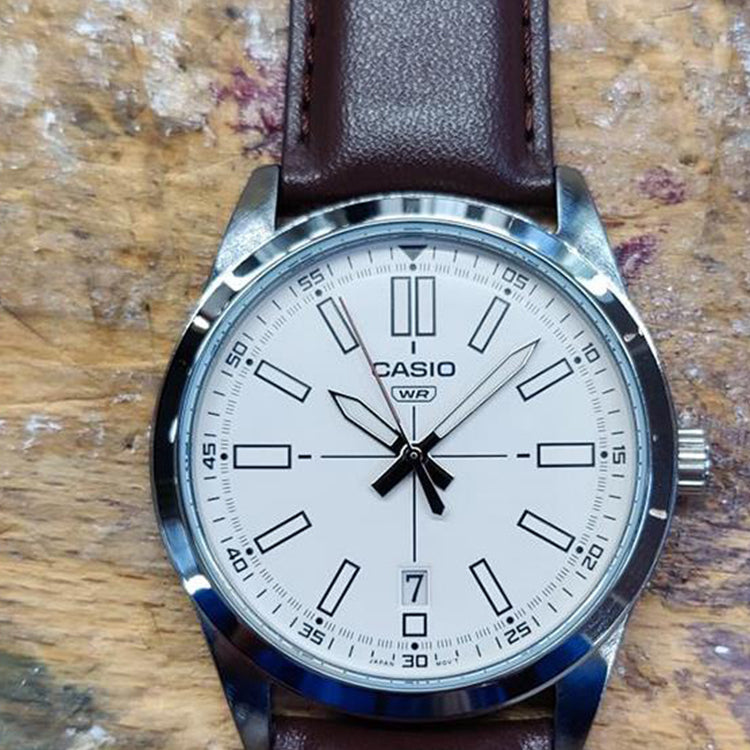 Casio Dress Pointer Display Analog Watch 'Red Silver White' MTP-VD02L-7E