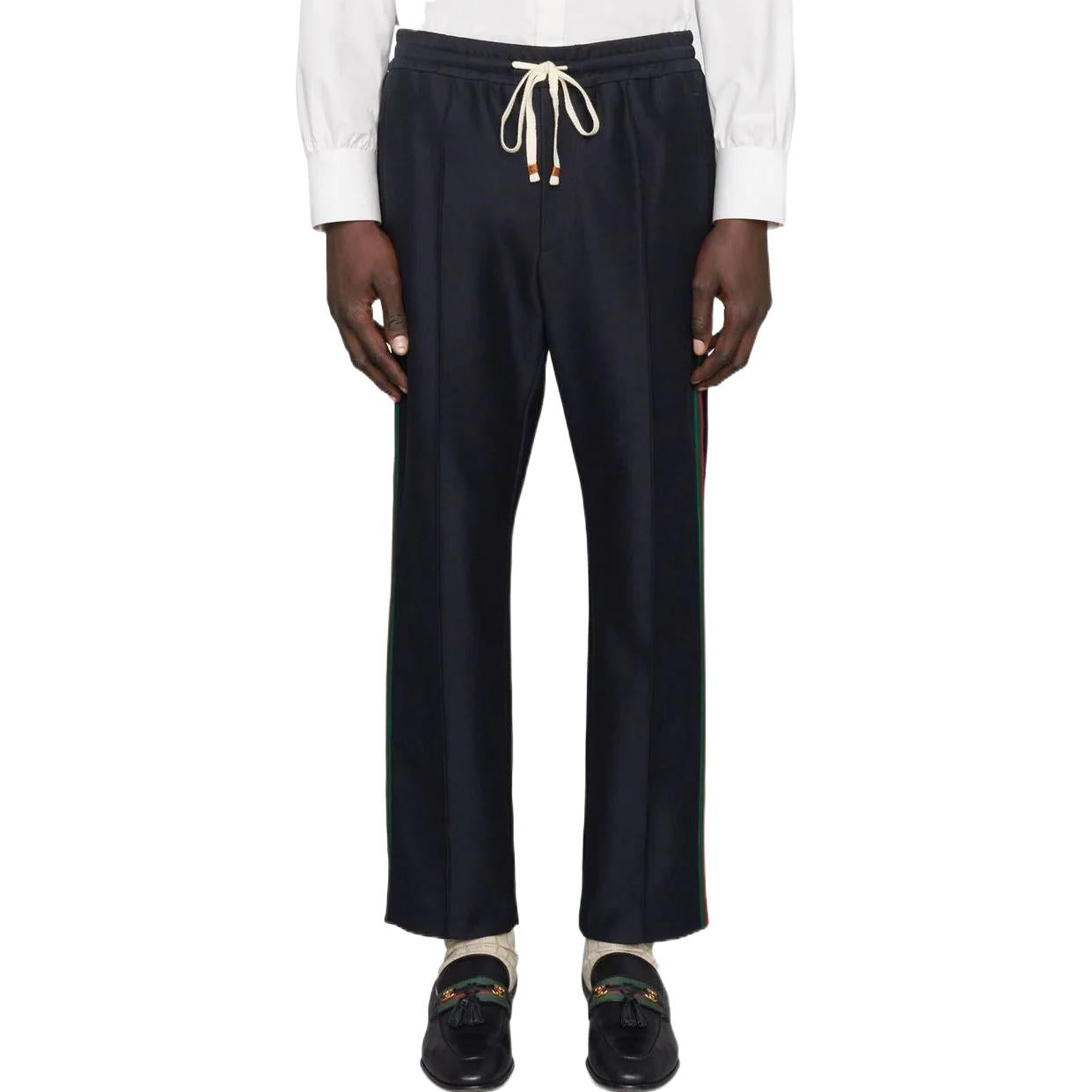 Gucci Cotton Trouser With Web 'Navy Blue' 668500-Z8AQZ-4433