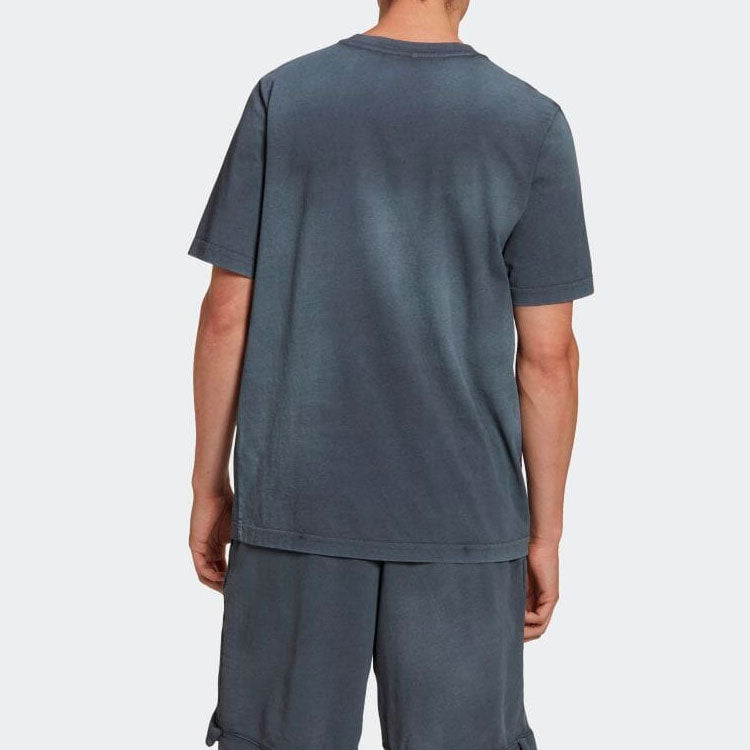 Men's adidas Solid Color Round Neck Printing Pullover Short Sleeve Gray T-Shirt HK7507