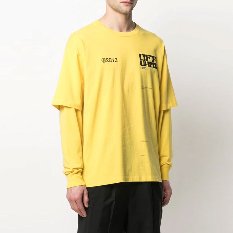 Off-White Casual Alphabet Printing Long Sleeves Version Yellow OMAB022S21JER0051910
