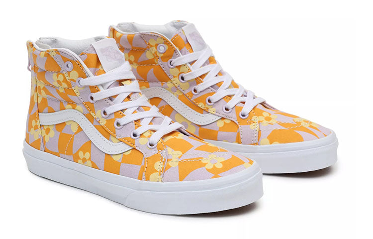 Vans SK8-HI Zip Wear-resistant Casual Skateboarding Shoes Big Boys Orange White VN0A4UI4BL6