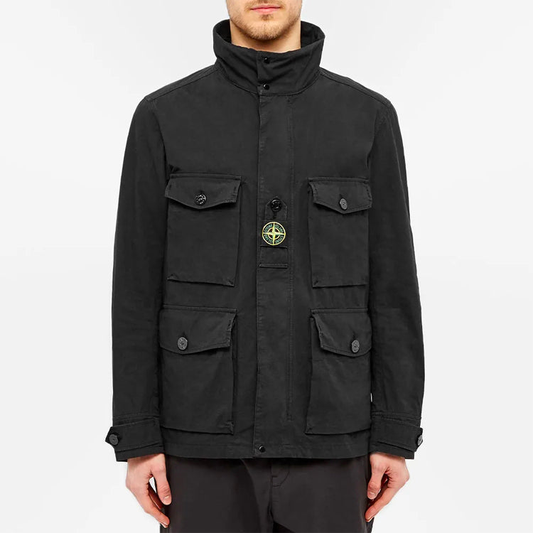 Men's STONE ISLAND Cotton / Cordura Pocket Stand Collar Jacket Black 41921-V0029