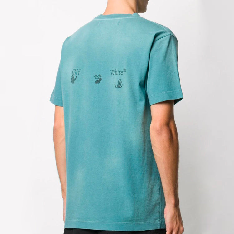 Off-White logo Applique Short-sleeve Tee Men's Green OMAA027F20FAB0014310