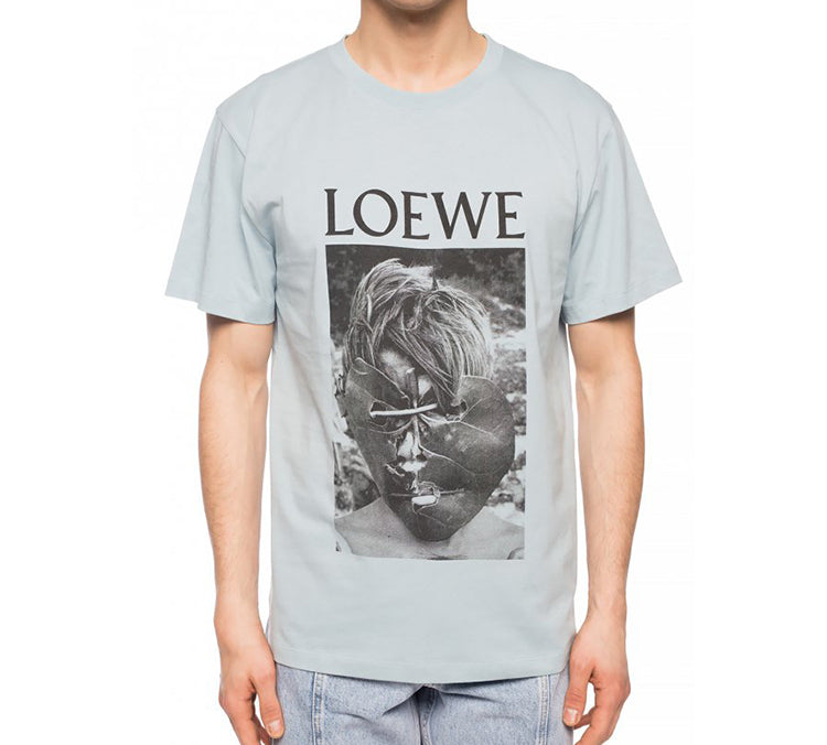 Men's LOEWE Ken Heyman Printing Cotton Short Sleeve Pink Blue H6109980PC-6410