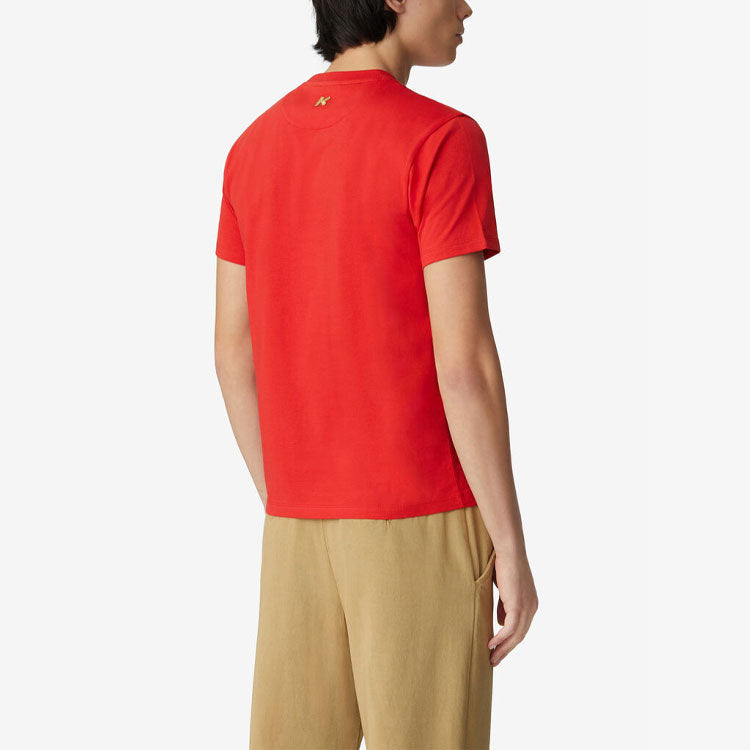 Men's KENZO SS21 Pattern Round Neck Short Sleeve Red FB55TS0204SE-21