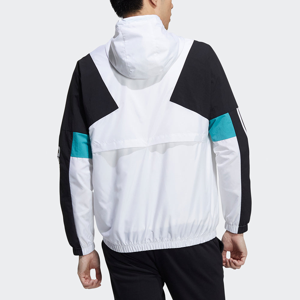 adidas neo M Cs Cb Wb 2 Logo Embroidered Contrasting Colors Sports Jacket White GP5685