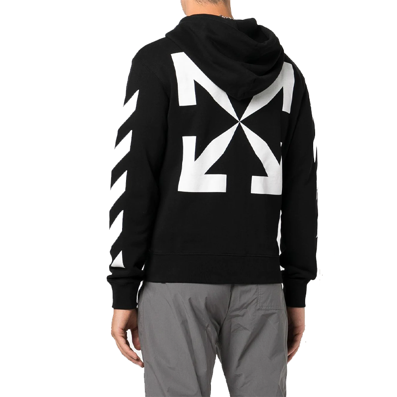 Men's Off-White FW22 Back Arrow Pattern Printing Hooded Long Sleeves Ordinary Version Black OMBE013C99FLE0061001