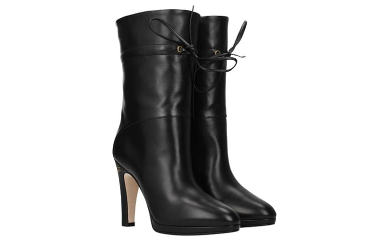 (WMNS) Gucci Drawstring-tie Ankle Boots 'Black' 626719-BKO00-1000