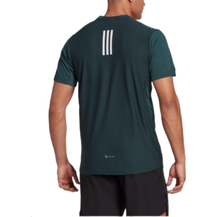Men's adidas Solid Color Logo Printing Round Neck Pullover Short Sleeve Japanese Version Green T-Shirt HJ9778