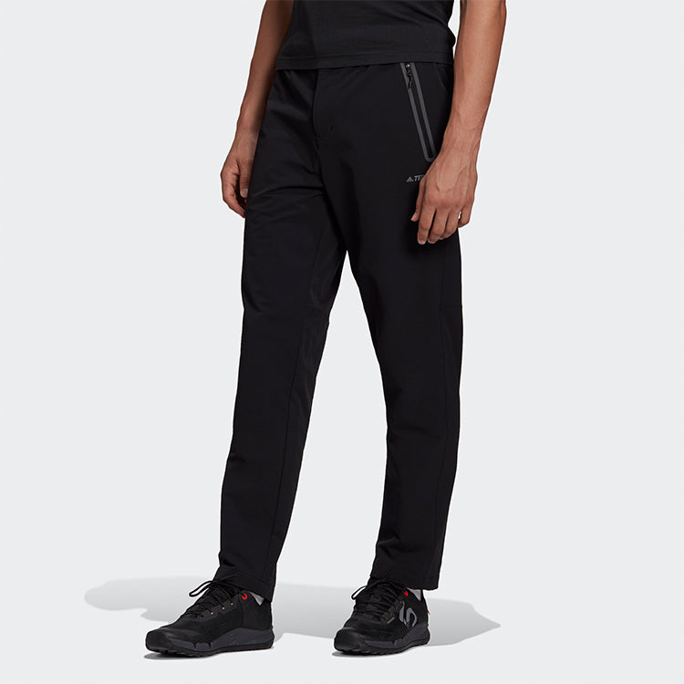 adidas Xplr Lt Ss Pant Solid Color Outdoor Casual Sports Knit Long Pants Black GE9934