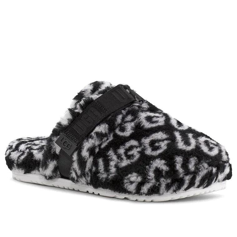 UGG Super Fluff Slipper 'Black White' 1120900-BWHT