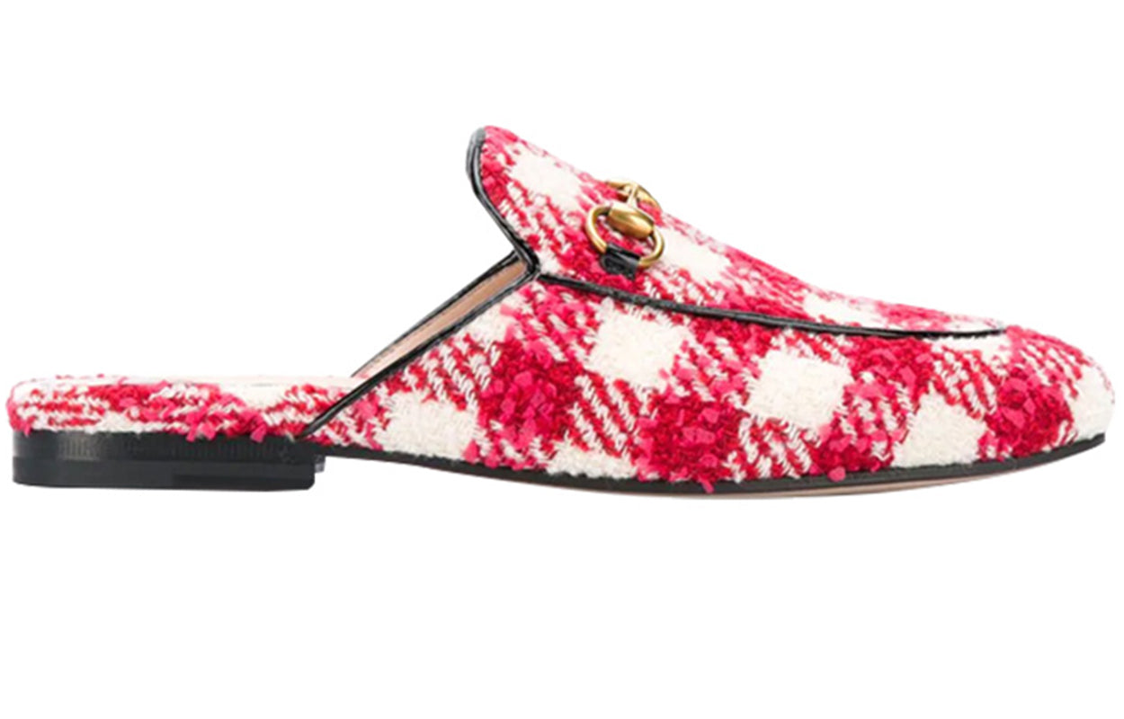 (WMNS) Gucci Princetown Tweed Check 'Red' 475094-G1220-9141