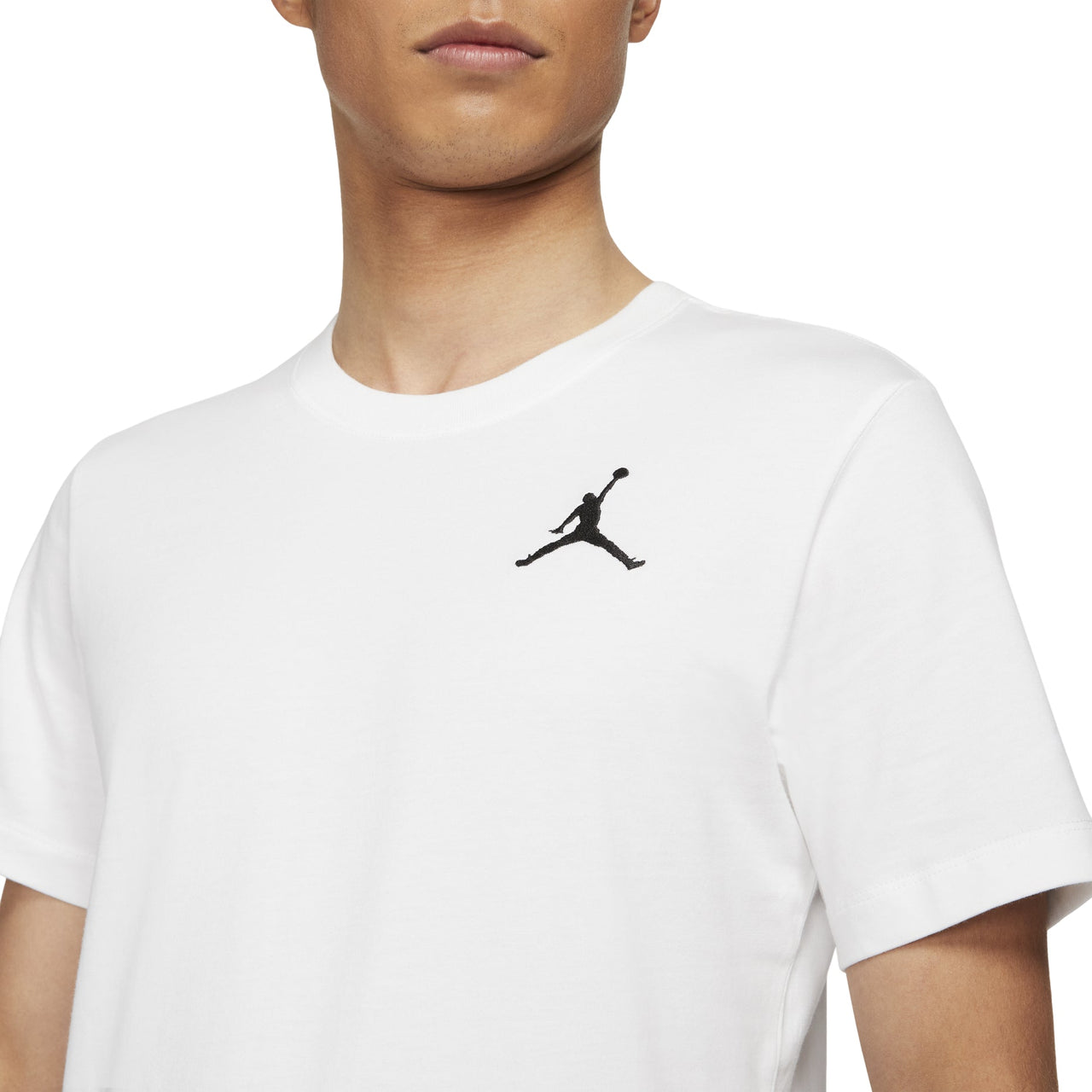 Air Jordan Jumpman Logo Embroidery Sports Round Neck Short Sleeves T Shirt Men s White DC7486-100