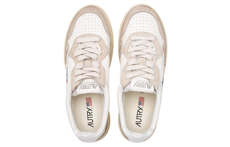 AUTRY Medalist Low Leather and Suede 'White Beige' AULM-LO01