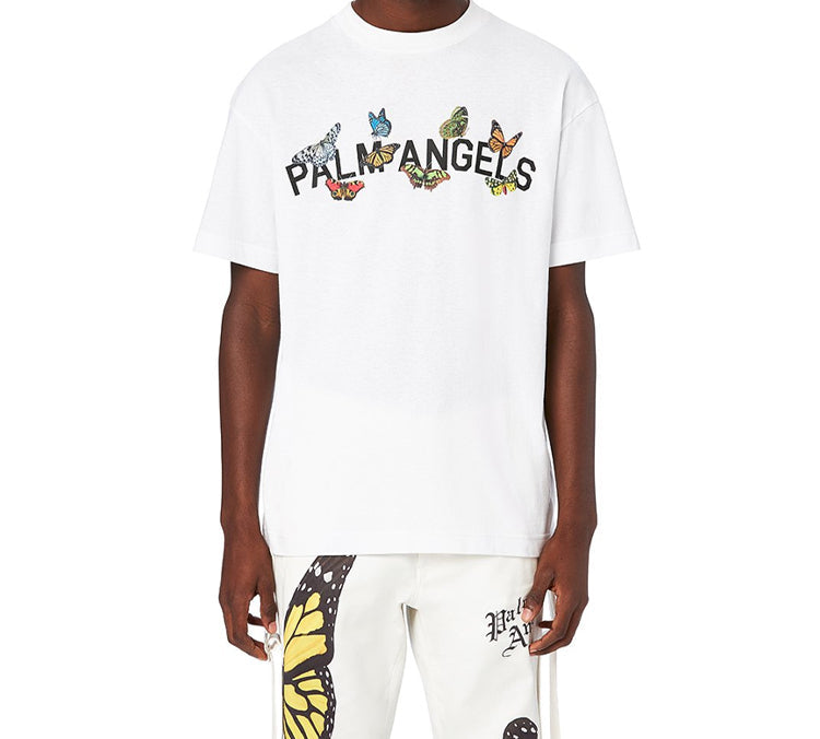 Men's PALM ANGELS Multi-Color Printing Short Sleeve White PMAA001S204130040110