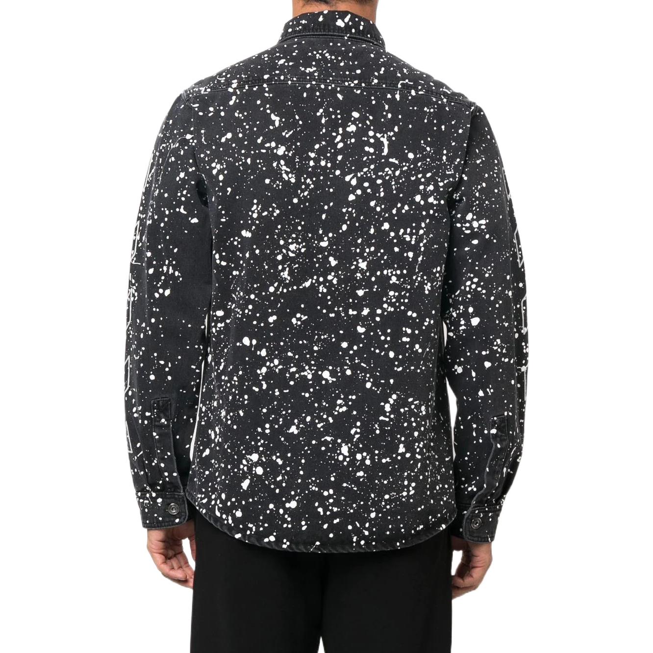 Men's Off-White FW22 Twill Printing Single Breasted Long Sleeves Ordinary Version Black Shirt OMYD027F22DEN0011001