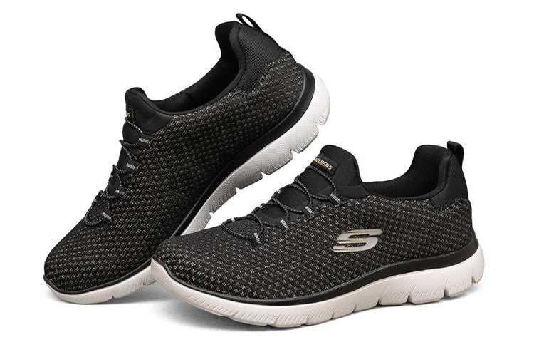 (WMNS) Skechers Summits Low-Top Black/Silver 149204-BKSL