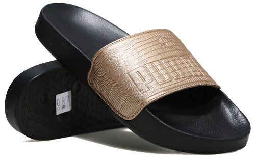(WMNS) PUMA LEADCAT LTHR WNS Slide Gold 365693-04