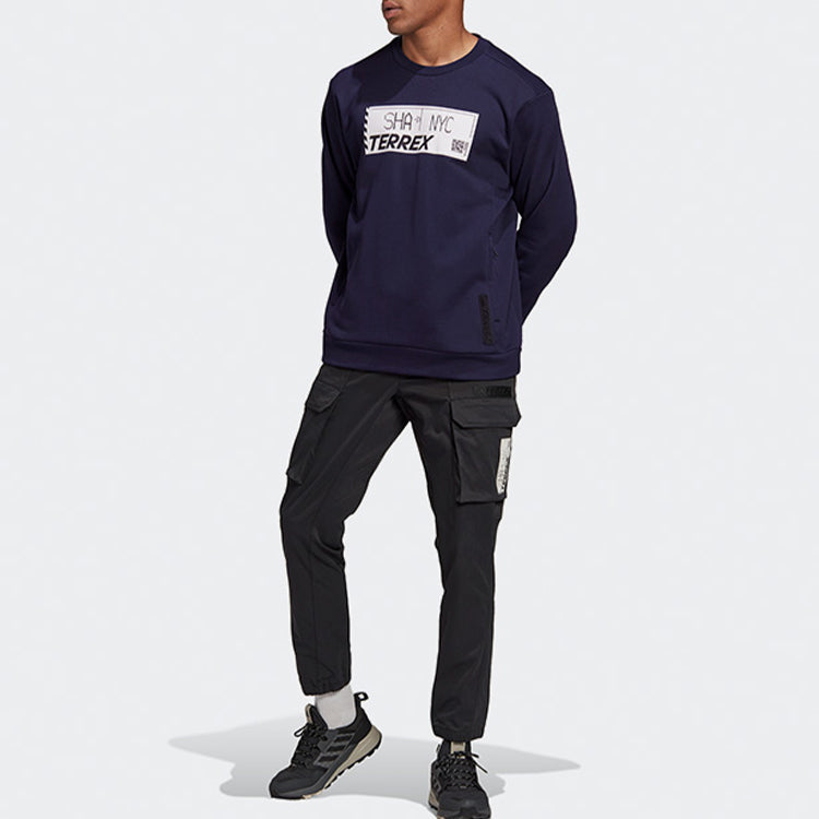 adidas Terrex Outdoor Solid Color Alphabet Pullover Blue Black GF0041