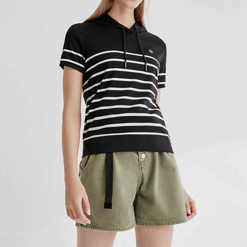 (WMNS) FILA Short Sleeve T-Shirt Hoodie Black F11W028170F-BK